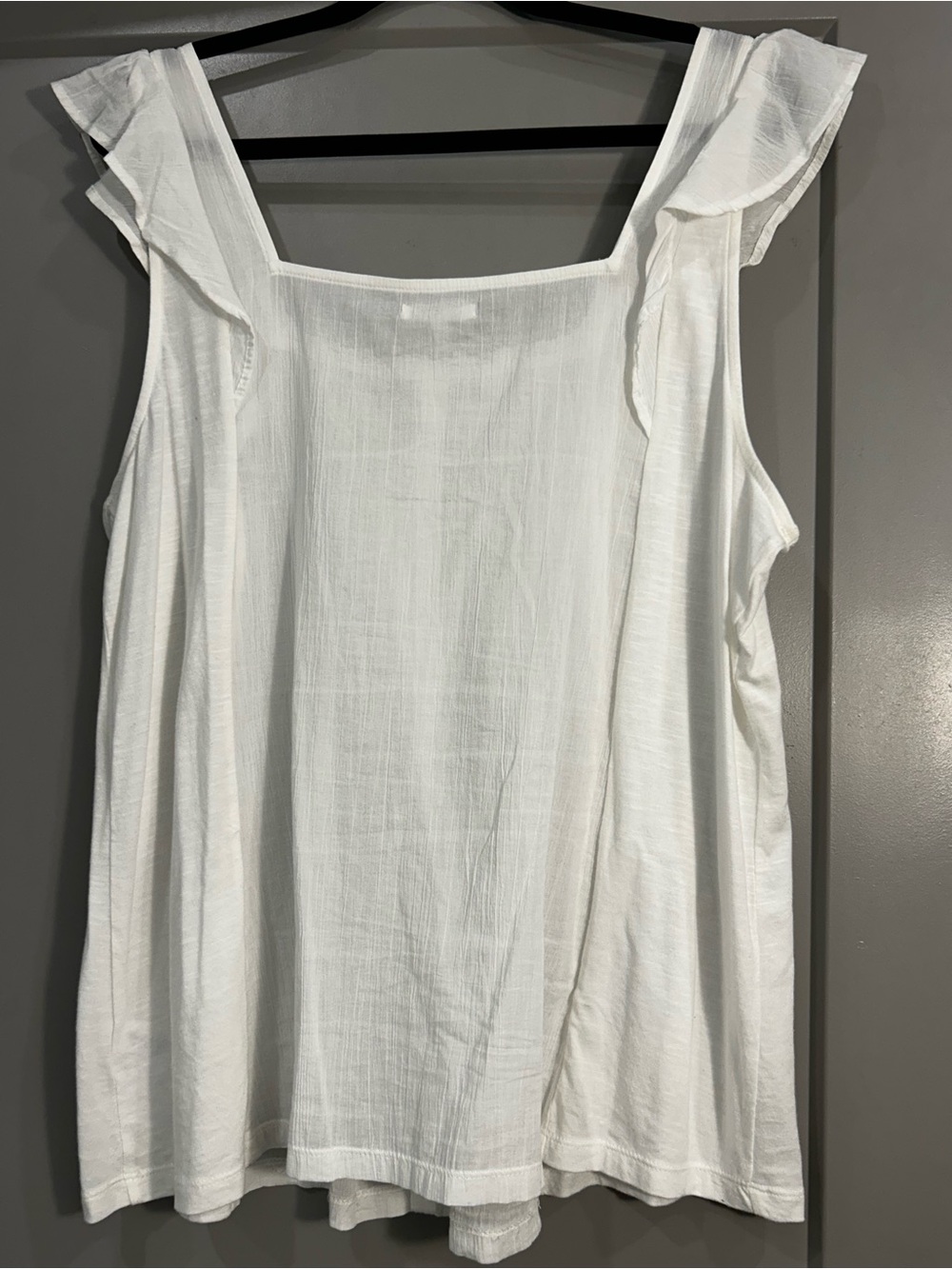 Maurices | Ruffle-Trim Button Front Sleeveless Top | Women’s | White | 1X - Picture 7 of 11